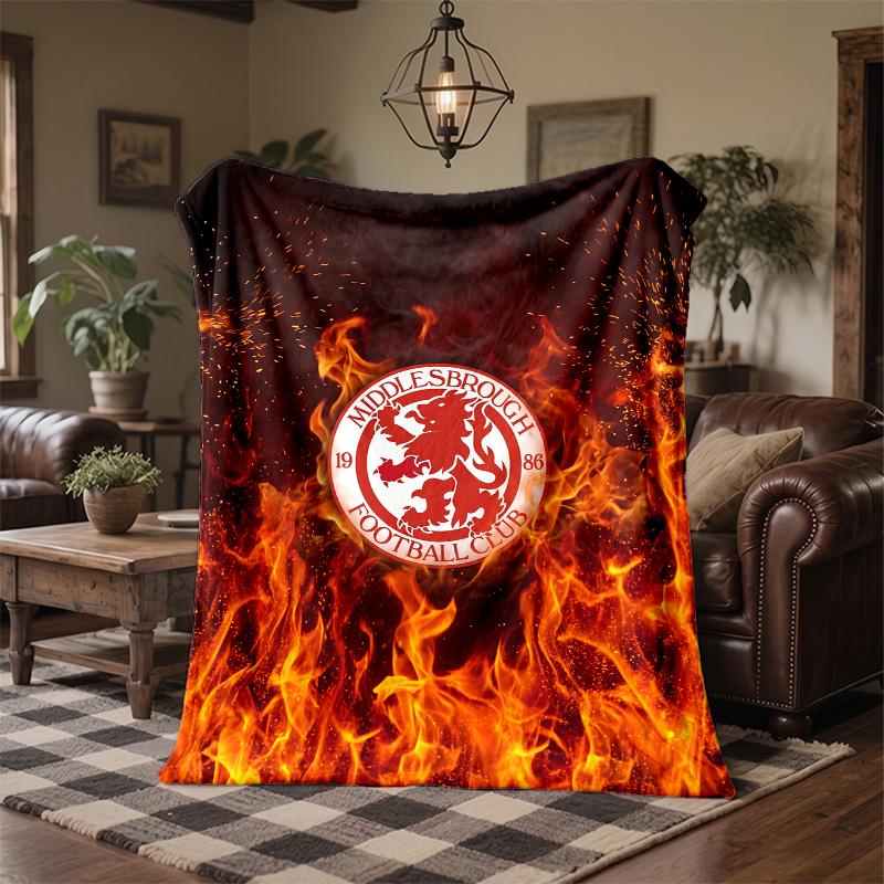 Middlesbrough Football Print Flannel Blanket Soft Warm Sofa Bed Throw Blanket For Home Office Bedroom