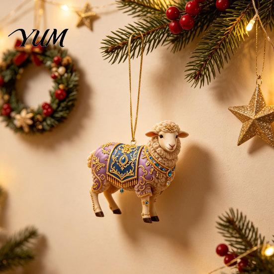 Elegant Home Party Decoration 2D Acrylic Goat Christmas Ornament, Cute Animal Sheep Hanging Decor for Easy Festival Tree, Holiday Decoration, New Year