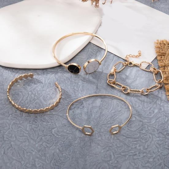 4 шт./компл. набор женских браслетов с мраморным отверстием, регулируемая длина, сплав, зажим-лобстер, ретро полая цепочка, женский браслет, набор, наручные выпускные повседневные украшения