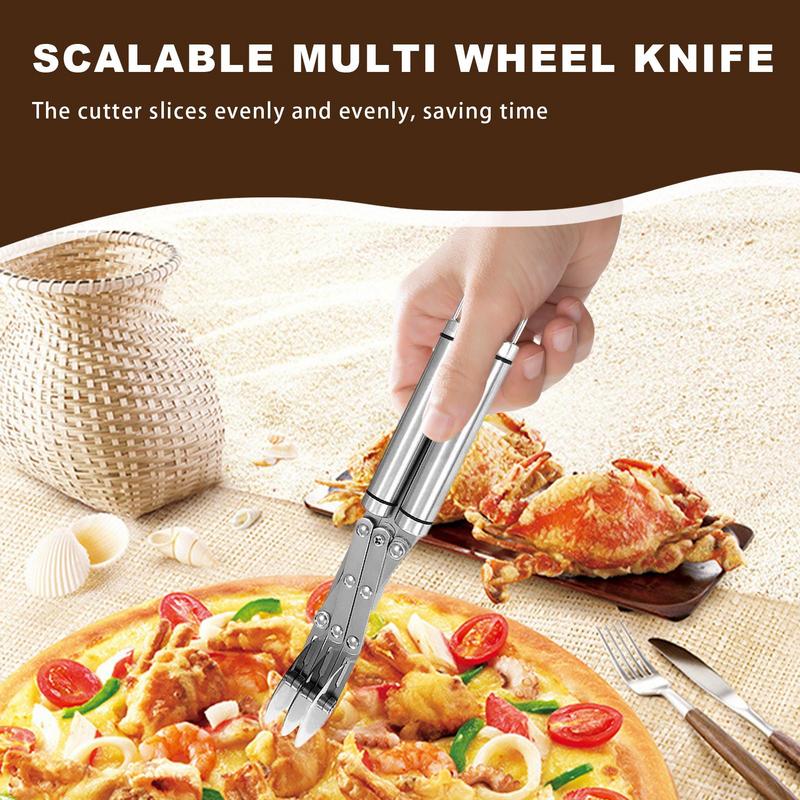 3/5 Wheels Retractable multi-wheel knife Stainless Steel Pizza Slicer With Handle Dough Divider Knife Flexible Roller Blade Tool