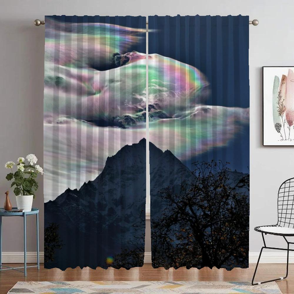 Shades Cloud Tulle for Bedroom Home Interior Curtains for Living Room Curtain Kitchen Curtains 2 Pieces Partition Blackout Child
