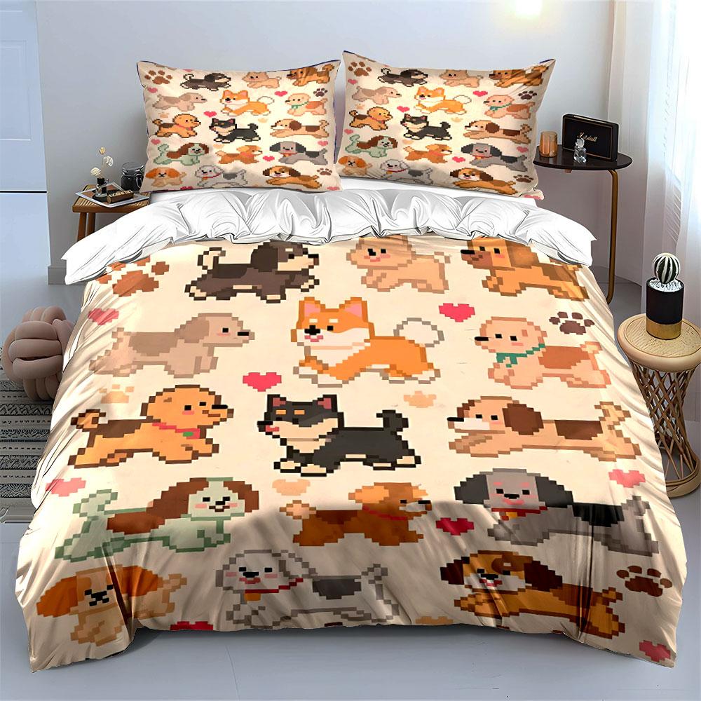 "Pixel Dogs Bedding Set" Bedding Duvet Cover Set Duvet Cover Pillowcases  (1 * Duvet Cover 2 * Pillowcases, without duvet insert)