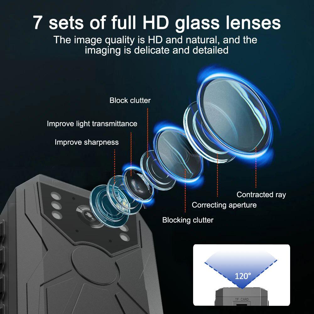 Портативный видеорегистратор Full HD, Наружный видеорегистратор, Многофункциональная мини-камера с креплением на грудь/спину, Нательная камера с HD-экраном 2,0 дюйма