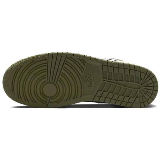 Кроссовки Air Jordan 1 Low Black Toe Medium Olive Unisex Green White 553558-092