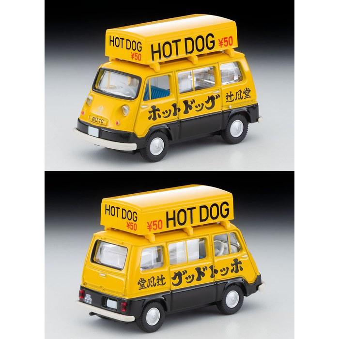 TOMYTEC Tomica Limited Vintage 1/64 LV-201a Subaru Sambar Light Van Hot Dog Vendor Yellow/Black with Figure Multicolor