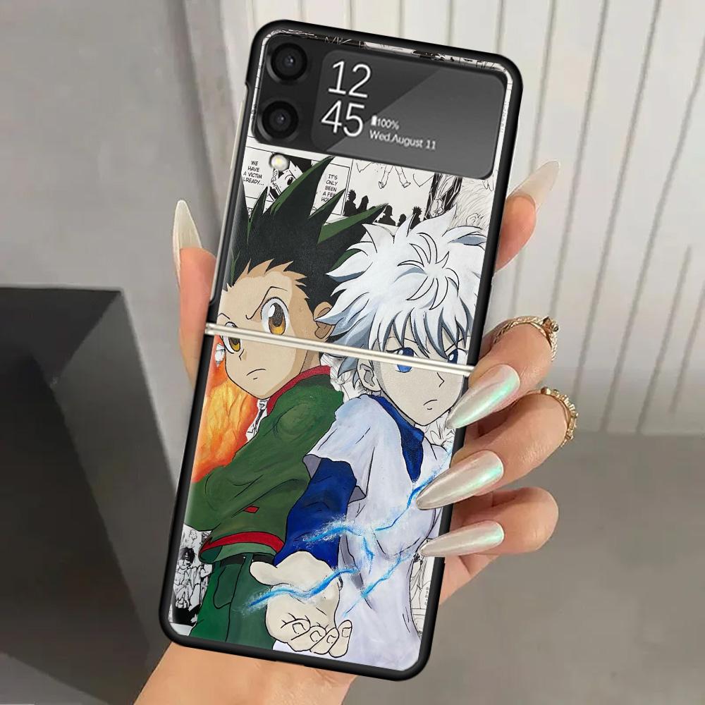 Жесткий ПК Чехол для Телефона с Принтом Аниме Hunter HXH Для Samsung Galaxy Z Flip 7 6 5 4 3 Черный ZFlip7 ZFlip6 Flip5 Flip4 Flip3 5G Обложка Gal