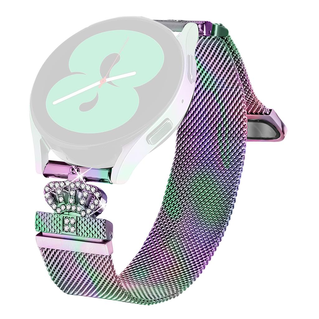 For Garmin Forerunner 158/Approach S40 Milanese Mesh Band Magnetic Crown Clasp Stainless Steel Strap