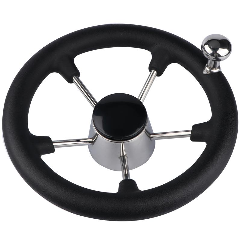 Marine Hardware Boat Accessories Stainless Steel 5 Spoke Steering Wheel with Black Foam Grip for Yacht