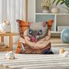Demon Slayer Rengoku Kyojuro Anime Plush Pillow Cover Soft Short Plush Cushion Cover For Sofa Bedroom Home Decor Gift Decoration