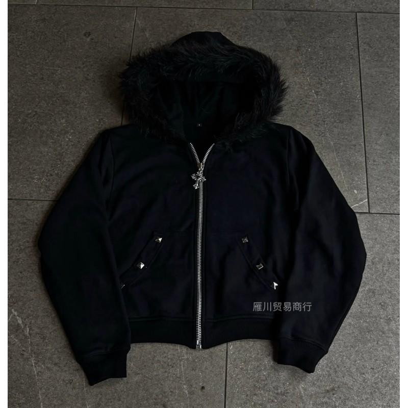 Mens Hooded Zip Sweatshirt Retro High Street Hip Hop Loose Fit Printed Rhinestone Fall Casual Top