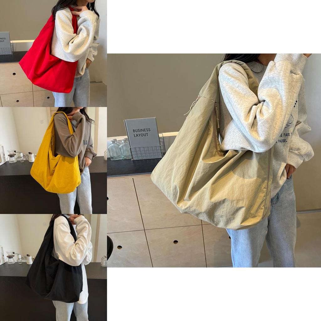 Casual Solid Color Canvas Tote Bag For Women With Large Capacity And Fashionable Stitching For Daily Use