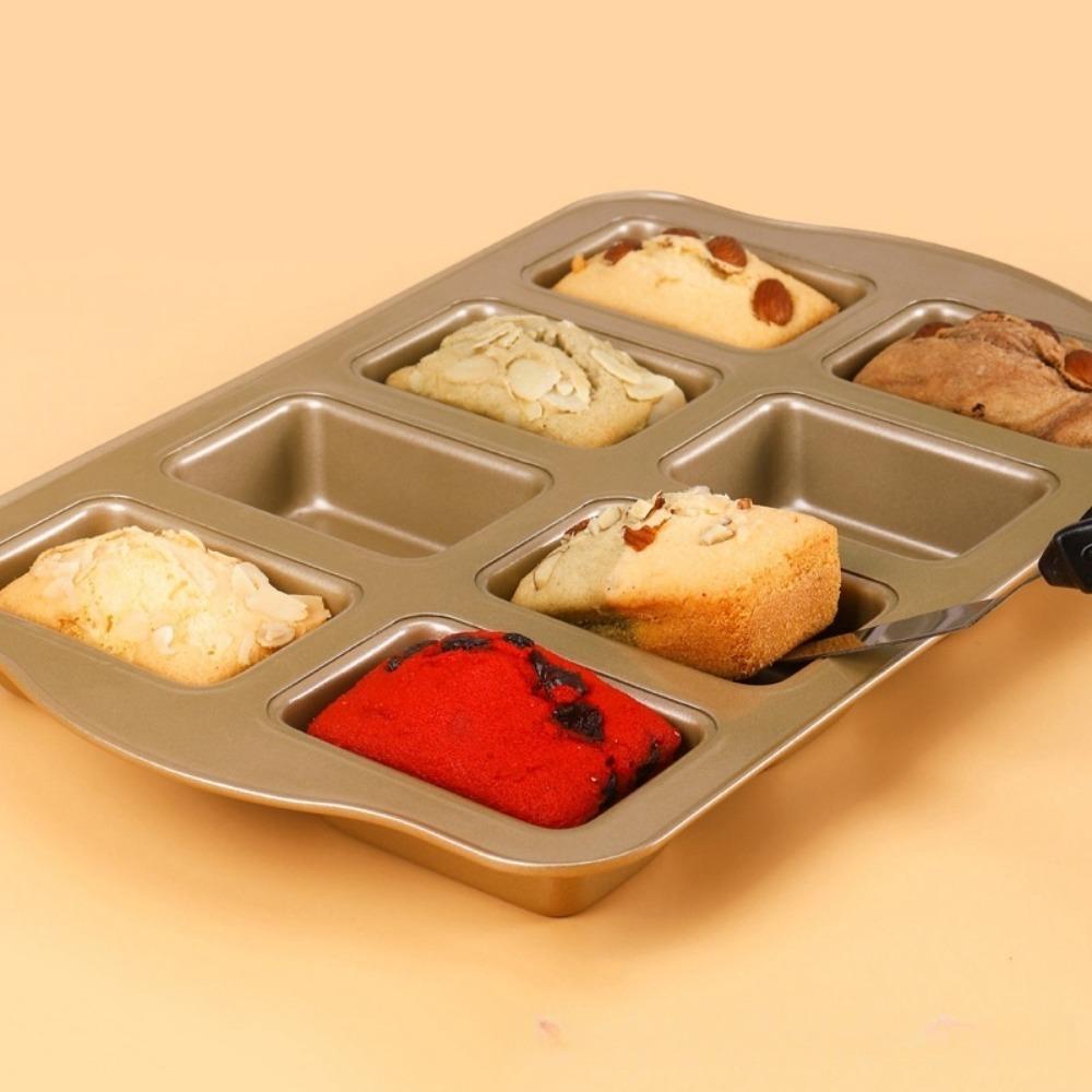 8-Cavity Mini Loaf Pans Carbon Steel Baking Mold Reusable Brownie Pan Kitchen Accessories