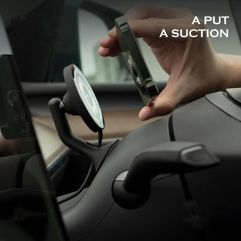 Magnetic Wireless Car Phone Holder For Tesla Model 3 Y 2025 Car Charger Holder Mounts Adsorbable Smartphone Holder Accessoires
