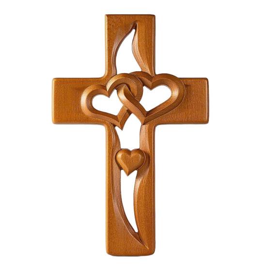 Intertwined Heart Cross Wall Decoration Handmade Wooden Double Hollow Love Heart Faith Prayer Cross Home Office Wall Art Ornament