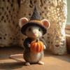 Halloween Felt Mouse Accessories Handmade Animals Statue with Pumpkin Decoration Table Shelf Desk Ornament