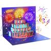 3D вылетающая открытка на день рождения Светящаяся музыкальная открытка с днем ​​рождения с дизайном торта Интерактивная открытка на день рождения