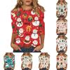 Women's Fashion Casual Three-quarter Sleeve Christmas Printed Round Neck Pullover Top