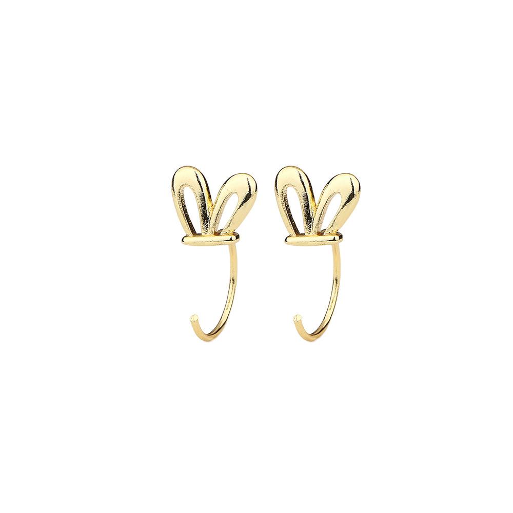 Милые серьги-гвоздики в виде кроличьих ушей, женский игривый дизайн, серьги-гвоздики для сна, полые серьги-крючки в виде кроличьих ушей
