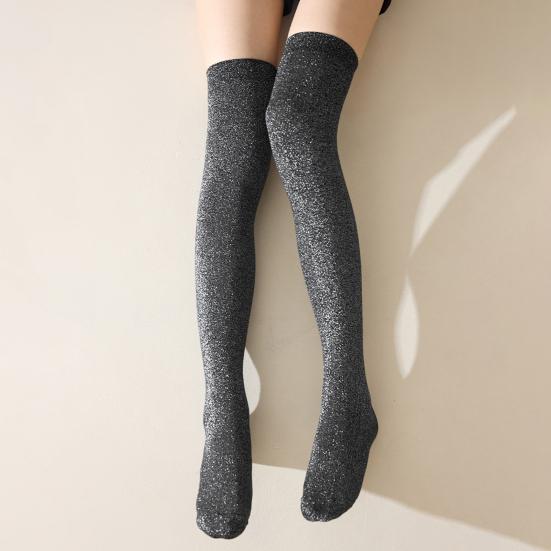 1 пара чулок выше колена, однотонные блестящие носки, дышащие, удобные, эластичные, однотонные зимние носки