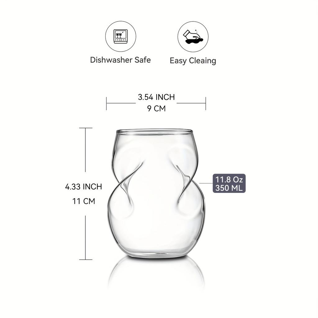 2pcs Creative Stemless Wine Glass (11.8oz Each), Featuring Innovative Spiral Aeration Design, Red White Wine Glasses.