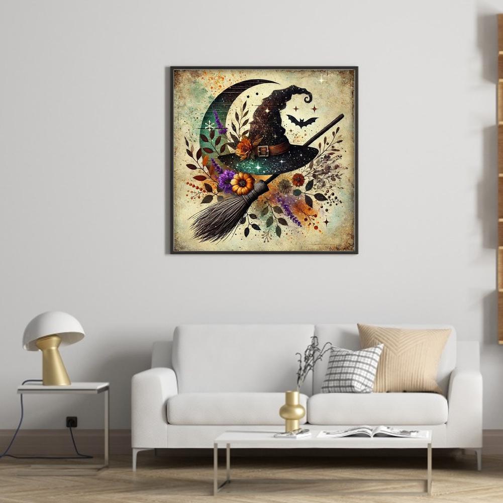 Полная вышивка Эко-хлопковая нить 11 каунт Набор для вышивания крестом «Ведьма» 40x40см