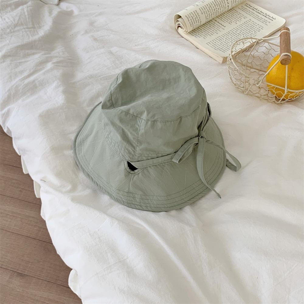 Thin Fisherman Hat Lace-up Sunshade Basin Hat Ins Tie Bucket Cap Summer