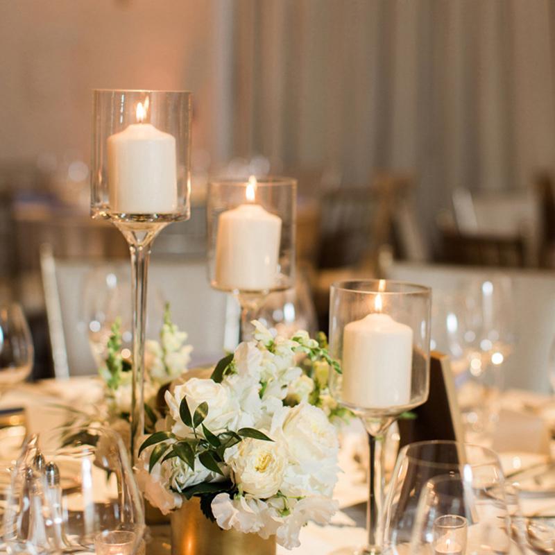 3PC Light Luxury Glass Candle Holder Tall Transparent Candlelights Romantic