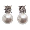 Earrings for Earring Wedding Miyabi Delicate Women, Non-pierced Earrings, Pearl, Style, Painless, Popular, Resin, White, Silver, Rhinestone, Crystal,