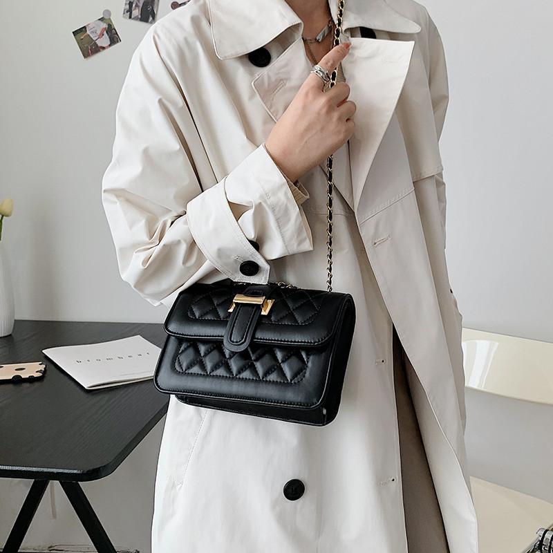 Trendy Korean Small Womens Bag 2021 New Urban Simple Pu Diamond Quilted Chain Bag