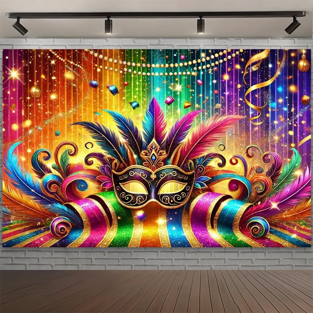 Carnival Mask Ball Theme Party Photography Background, Adult Birthday Party, Family Party Decoration Photography Backdrop Cloth