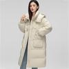 Двойной чехол длинный пуховик выше колена женский зимняя новая куртка высокого класса темперамент теплая куртка 2024 года