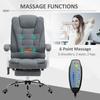 Office Chair with 6 Point Massage and Back Heat, Linen Desk Chair with Footrest Adjustable Height and Swivel Wheels, Back Reclining, Grey