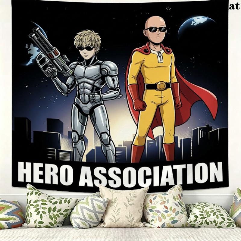 Onepunch Man Wall Tapestry Aesthetic Wall Hanging Printed Fabric Blanket Decorative Tapestries For Bedroom Living Room Home Decor