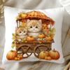 Cartoon Cat Pattern Square Polyester Pillowcase Sofa Living Room Decorative Cushion Cover Bedroom Bedside Pillow Cover