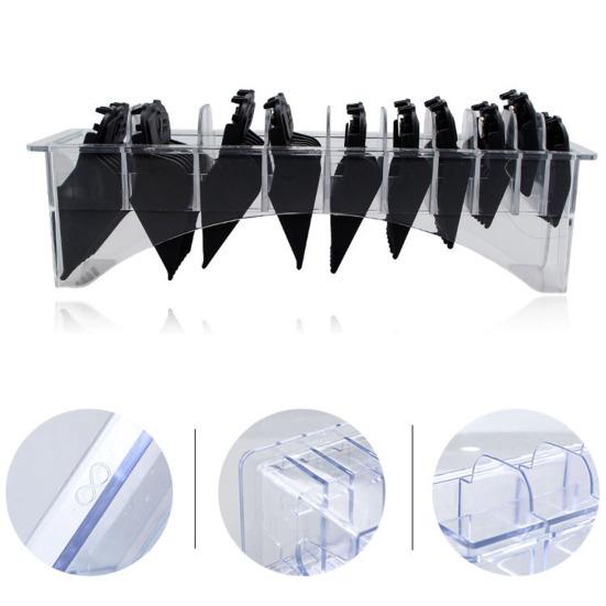 Ящик для хранения защитной насадки для машинки для стрижки волос с 10 отделениями, водонепроницаемый прозрачный прямоугольный пластиковый ящик для хранения направляющих расчесок