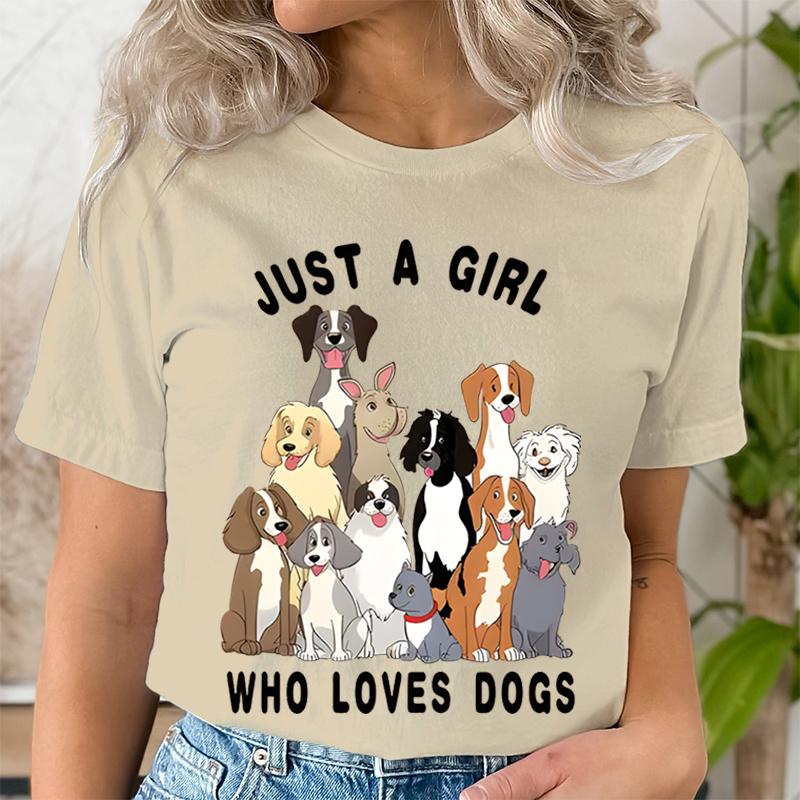 Просто девушка, которая любит собак, трендовая летняя одежда с коротким рукавом, принт, графическая футболка, женская мода, женская рубашка, футболка, одежда