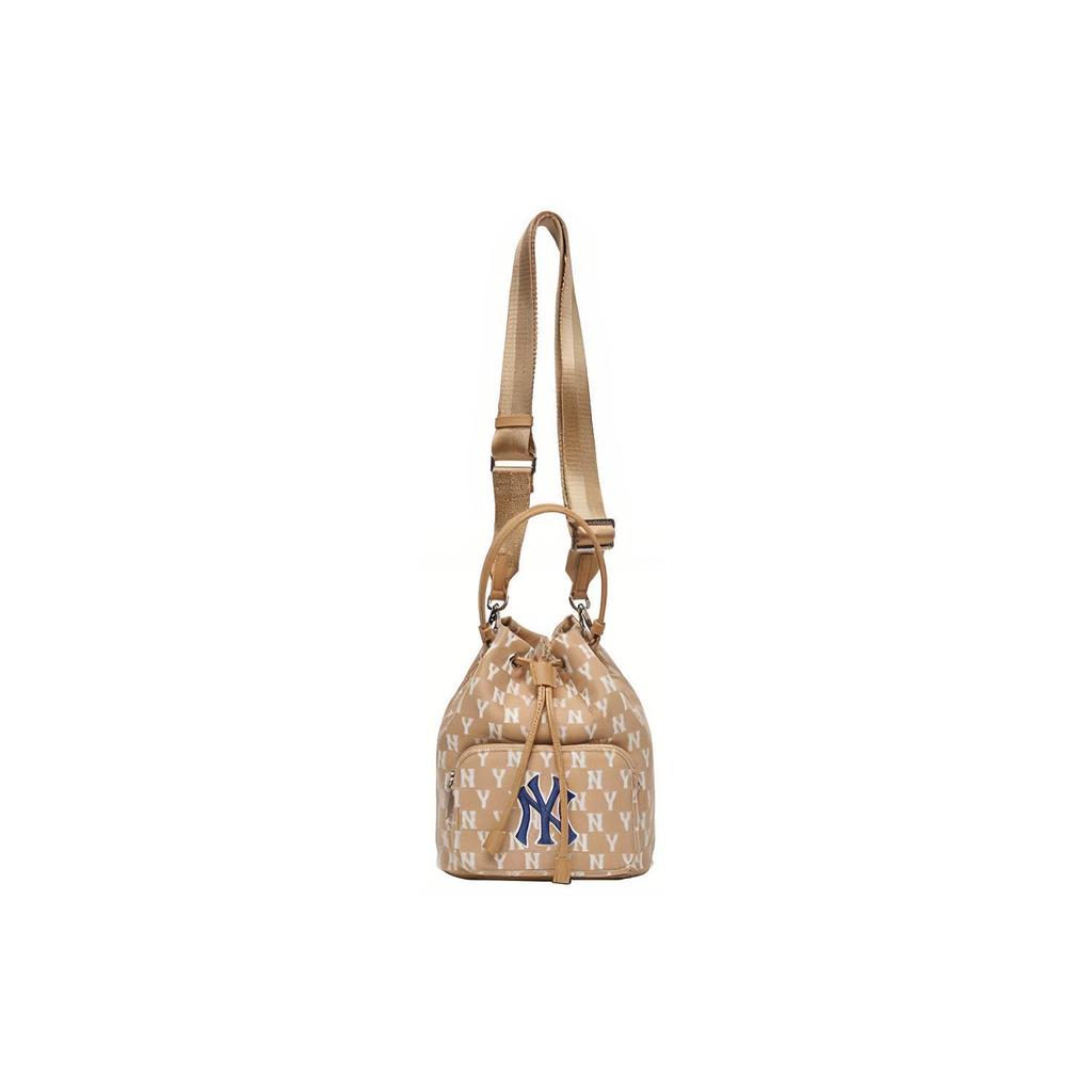 New MLB Monogram Collection Polyester Bucket Bags One Shoulder Handbag Crossbody Bag Regular Unisex Khaki 3ABMS012N-50BGD