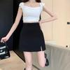 2024 Summer Korean High-Waist A-Line Skirt: Hip-Wrapping Slit Design for a Slim and Petite Look