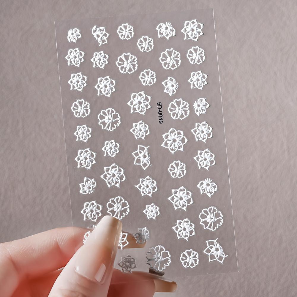 1pc 5D Bee Butterfly Flower Embossed Nail Sticker Self-Adhesive Acrylic Sunflower Engrave Decal Manicure Slider Decoration6x10cm