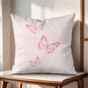 Pink bow cherry pattern Cushion Cover Natural Linen Organic Fabric DoubleSided Printing Couch Pillow Covers Home Decor