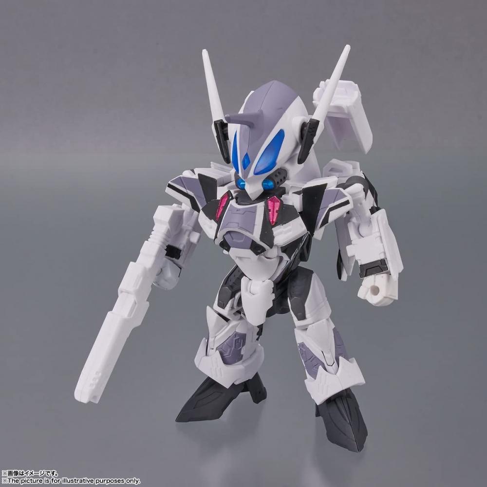 МИНИ-СЕАНС Macross Delta VF-31F Siegfried (Машина Мессер Ильефельд) с Канаме Буканир примерно. Подвижная фигурка из окрашенного ПВХ и АБС-пластика высотой 100 мм