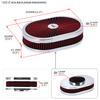 12"x2" Oval Air Cleaner Filter Assembly 5-1/8" Carb Neck w/ Flow-Thru Lid High Flow Chrome for GMC Chevy Ford Chryler Dodge