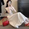 Женская юбка макси А-силуэта с завышенной талией Sweet Bloom - Дизайнерская белая пышная модель для весны/лета - Мягкий женственный стиль