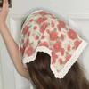 Soft Wrap Floral Cotton Head Scarf Elegant Printing Hair Scarf Lace Triangle Scarf  Spring