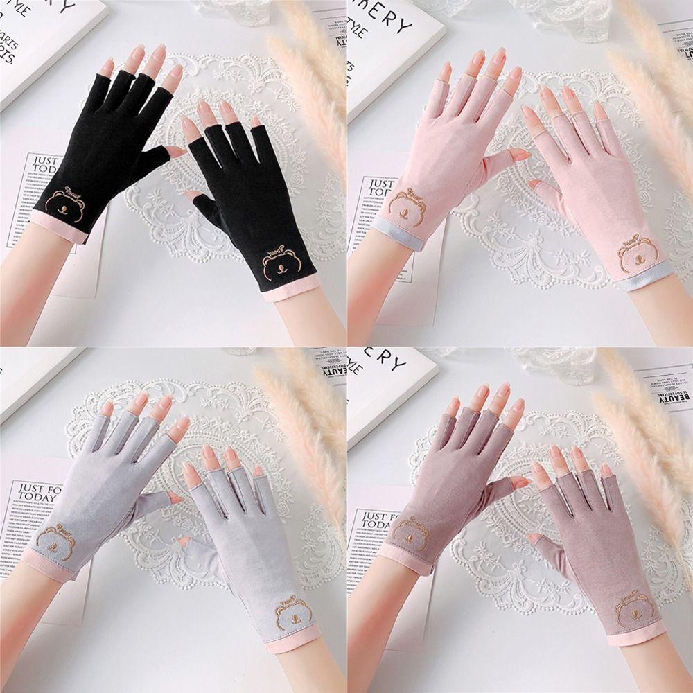 Thin Sun Protection Gloves Elastic Cotton Gloves Fashion Anti-UV Mittens Women Girls