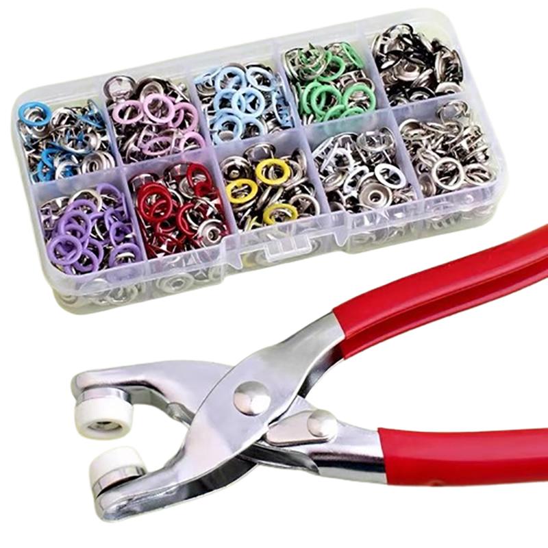 Инструмент плоскогубцы + 50/100 набор металлических швейных пуговиц полые сплошные пятилапчатые пряжки металлические кнопки для установки одежды Diy Craft