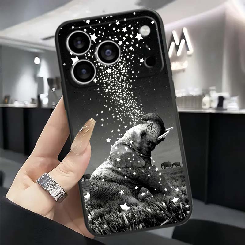 Мультяшные Аниме Животные Чехол для Телефона Для Apple iPhone 17 16 16E 15 14 13 12 11 Pro Max Plus Черный Мягкий Силикон