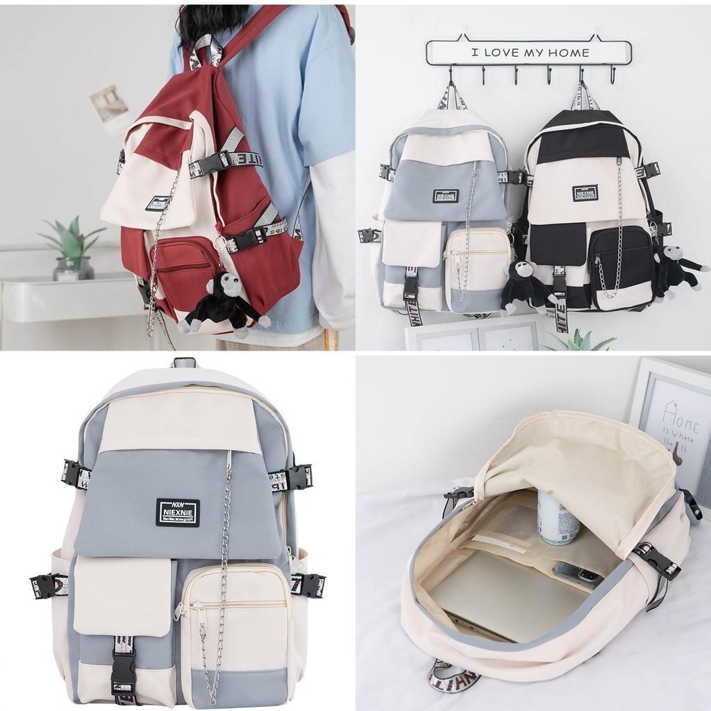 Large Capacity Ins Cool School Bag For Junior High School Boys Workwear Style Backpack For Girls Japanese Style