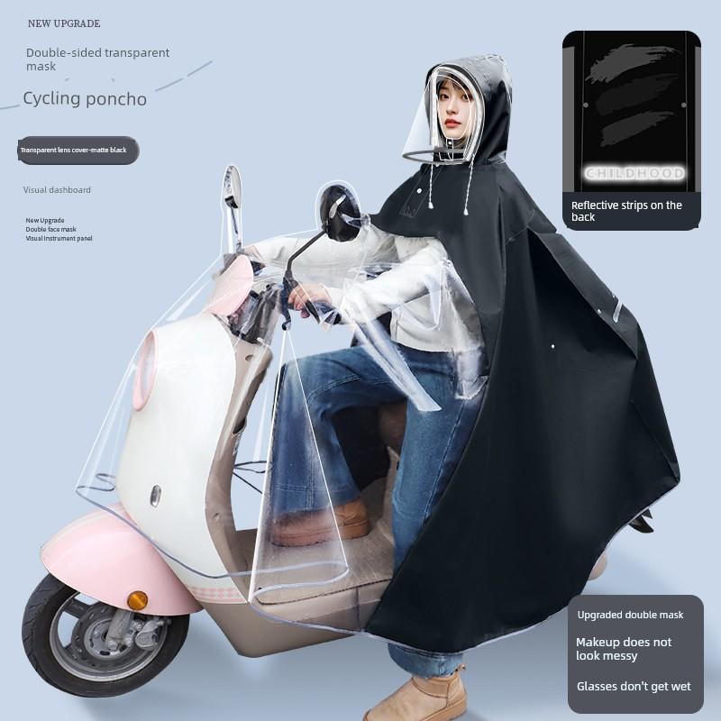 New Style Electric Scooter Raincoat for Women, Double-Sized Full-Body Long Version, Storm-Proof Motorcycle Raincoat, High-Grade Electric Scooter