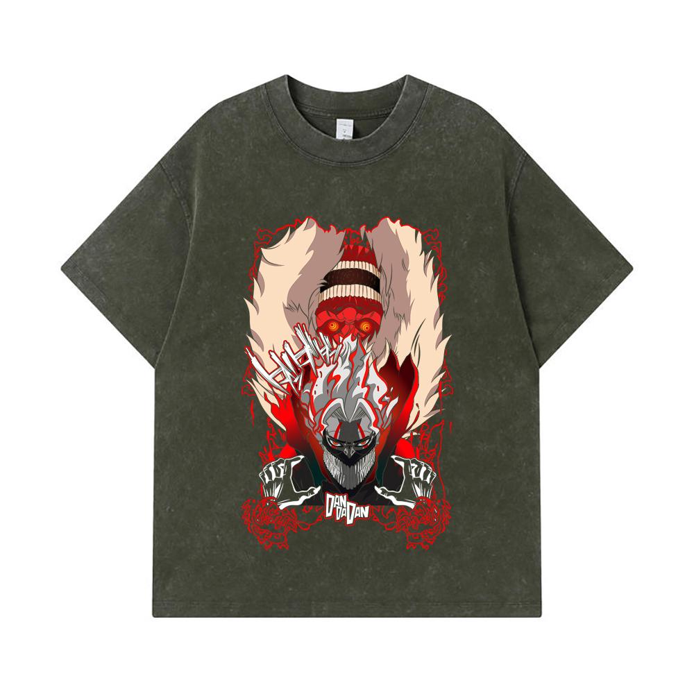 275 GSM Washed T-shirts 100% Cotton Dandadan V34 Okarun Turbo Print Unisex Heavy Cotton T Shirt